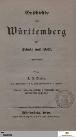 Geschichte von Württemberg für Schule und Volk