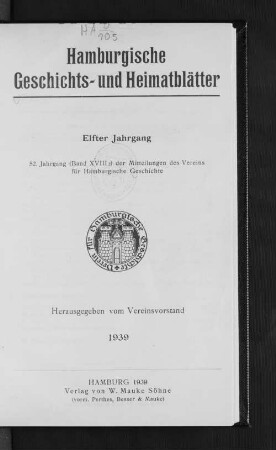 4. Bd. 11.1938: Hamburgische Geschichts- und Heimatblätter