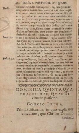 Dominica Qvinta Qvadragesimae, Qvae Dicitur in passione. Concio Prima [- Concio Qvinta.]