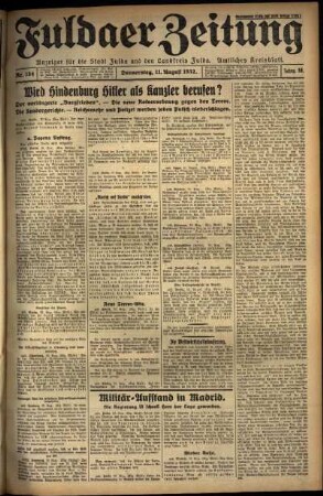 Erste Ausgabe vom Donnerstag, den 11. August 1932.