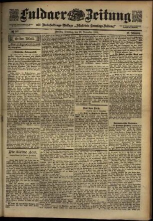 Erste Ausgabe vom Dienstag, den 20. November 1900.