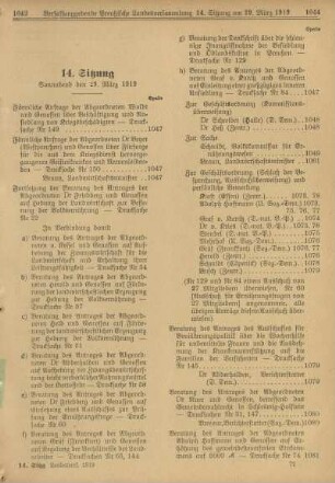 14. Sitzung, Sonnabend den 29 März 1919