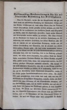 Nothwendige Vorbereitungen für die militairische Benutzung der Eisenbahnen