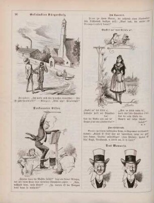 "Gekränkter Bürgerstolz" "Verkannter Eifer" "Gucket no' des Lisele a'" "Das Monocle"
