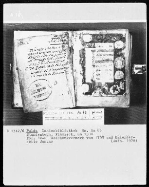 Stundenbuch — Kalenderseite Januar, Folio 2recto