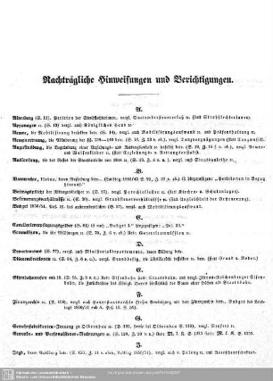 Nachträgliche Hinweisungen und Berichtigungen