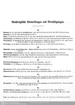 Nachträgliche Hinweisungen und Berichtigungen