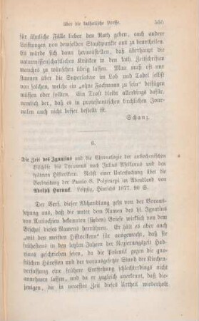 555-560 [Rezension] Harnack, Adolf von, Die Zeit des Ignatius und die Chronologie der Antiochenischen Bischöfe bis Tyrannus nach Julius Africanus und den späteren Historikern
