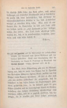555-560 [Rezension] Harnack, Adolf von, Die Zeit des Ignatius und die Chronologie der Antiochenischen Bischöfe bis Tyrannus nach Julius Africanus und den späteren Historikern