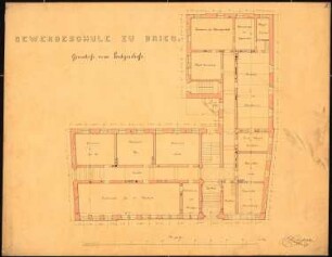 Gewerbeschule, Brieg: Grundriss Erdgeschoss 1/96 nat. Gr., Maßstabsleiste
