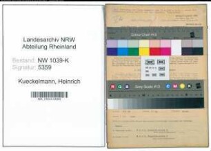 Entnazifizierung Heinrich Kueckelmann , geb. 09.01.1907 (Beamter)