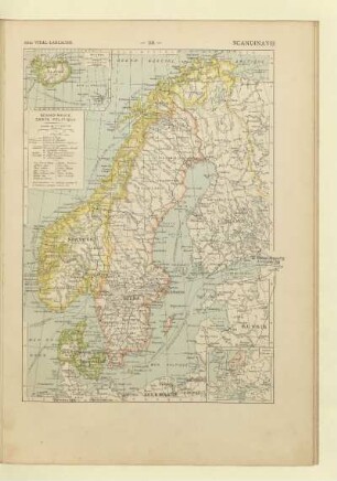 Scandinavie Carte politique, Islande et archipel des Fär-œer