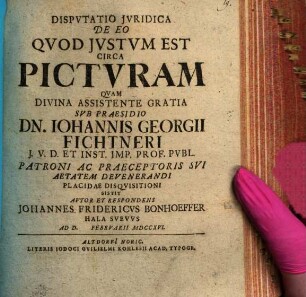 Disp. iur. de eo quod iustum est circa picturam