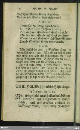 Am III. Heil. Weyhnacht-Feyertage