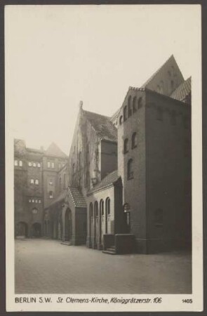 Ansichtskarte Blick auf die "St. Clemens-Kirche", Königgrätzer Straße 106 [1/2]