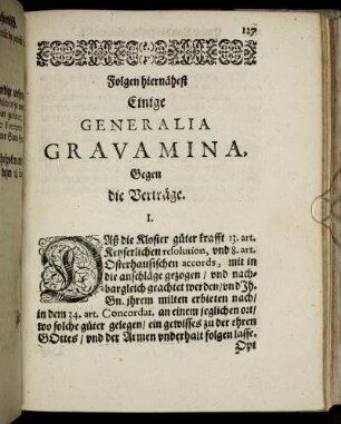 Folgen hiernähest Einige Generalia Gravamina, Gegen die Verträge.