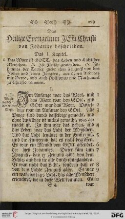Das Heilige Evangelium von Jesu Christi von Johanne beschrieben