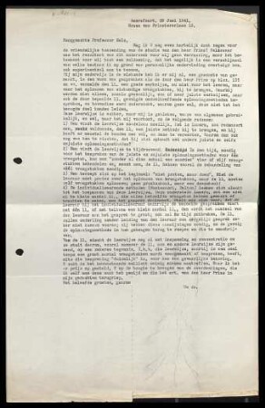 [Brief vermutlich von Evert Willem Beth an Otto Selz vom 29. Juni 1941]
