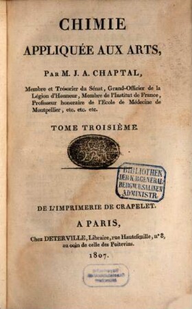 Chimie appliquée aux Arts, 3