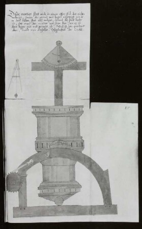 Aufriß eines Mörsers, Blatt 85r