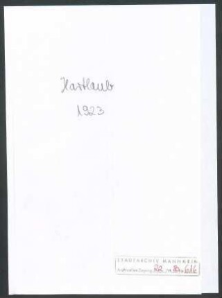 Kunsthalle Mannheim: Hartlaub, Gustav Friedrich, Schriftwechsel mit Wichert