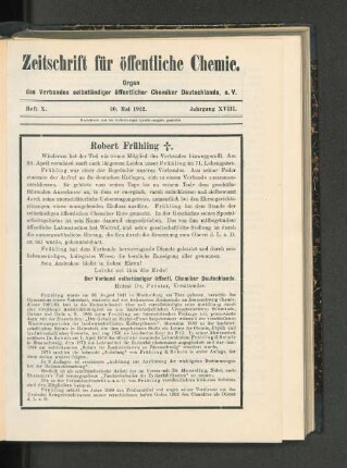 Zeft X. 30. Mai 1912. Jahrgang XVIII.