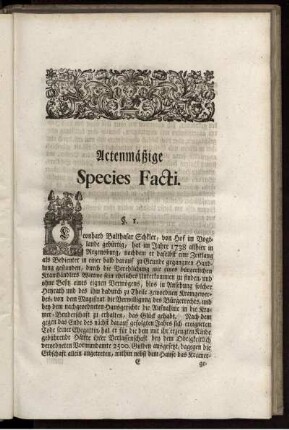 Actenmäßige Species Facti