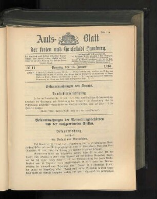 No. 11, 16. Januar 1916