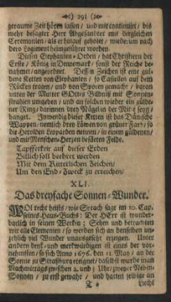 XLI. Das dreyfache Sonnen-Wunder.