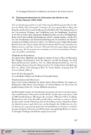 Theologenbriefwechsel im Südwesten des Reichs in der Frühen Neuzeit (1550–1620)