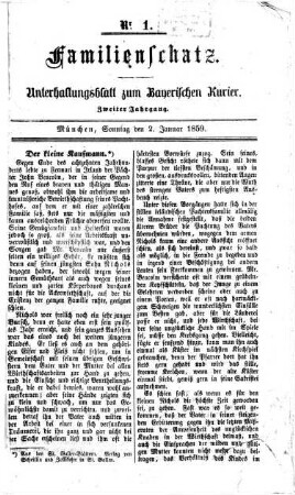 Familienschatz : tägliche Unterhaltungsbeilage zum Bayerischen Kurier. 1859, 1859 = Jg. 3