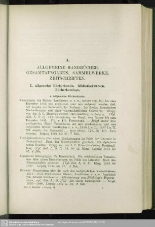 A. Allgemeine Handbücher. Gesamtausgaben. Sammelwerke. Zeitschriften