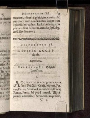 Disputatio VI. Divisio Accessionis