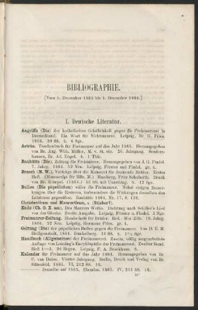 Bibliographie. [Vom 1. December 1863 bis 1. December 1864.]