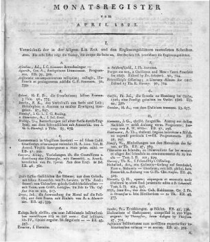 Monatsregister April
