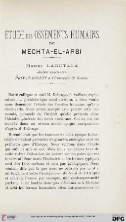 Sér. 5: Étude des ossements humains de Mechta-el-Arbi