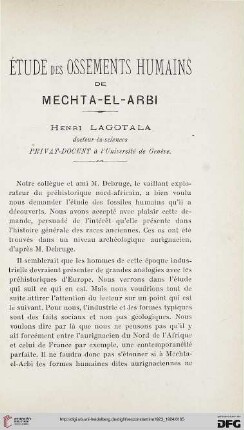 Sér. 5: Étude des ossements humains de Mechta-el-Arbi