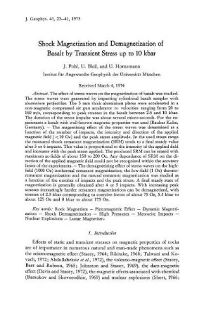 Shock magnetization and demagnetization of basalt by transient stress up to 10 kbar