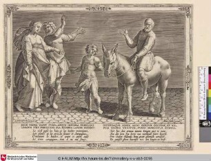 [Der Mann sitzt auf einem Esel, sein Sohn geht nebenher; The man sits on a donkey, his son walks alongside]