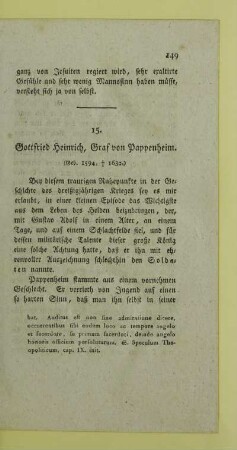 15. Gottfried Heinrich, Graf von Pappenheim. (Geb. 1594, † 1632.)
