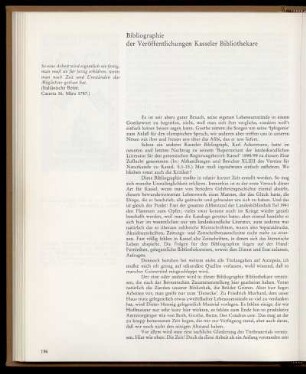 Bibliographie der Veröffentlichungen Kasseler Bibliothekare