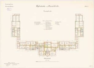 Universität Breslau Klinische Neubauten. Psychiatrische und Nervenklinik: Hauptgebäude: Grundriss Kellergeschoss 1:150