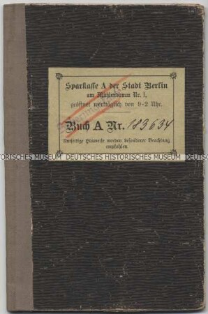 Sparbuch der Sparkasse Berlin für Hans J.