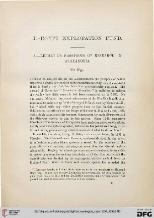 Egypt Exploration Fund, [4]: Report on prospects of Research in Alexandria