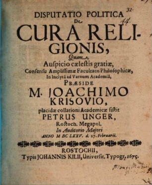 Disputatio politica de cura religionis