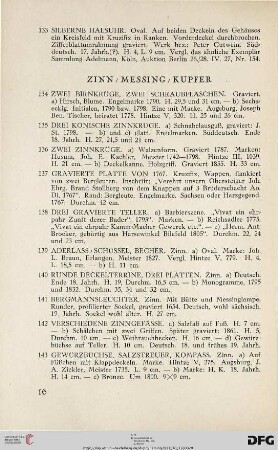 Zinn/Messing/Kupfer (Nr. 134-152)