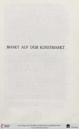 Manet auf dem Kunstmarkt