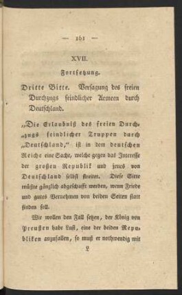 XVII. Fortsetzung