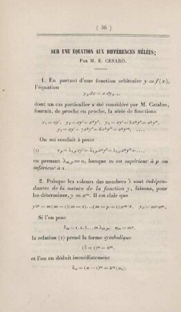 Sur une équation aux différences mèlées.