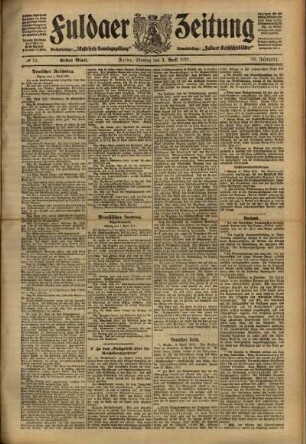 Erste Ausgabe vom Montag, den 03. April 1911.